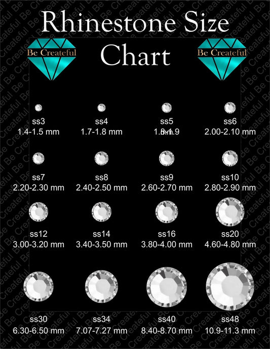 Be Createful Rhinestone Size Chart