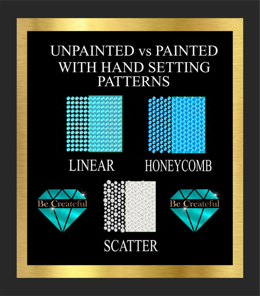 Hand Setting Rhinestones Placement Options - Painted and Unpainted Backgrounds. Coordinating backgrounds give better results