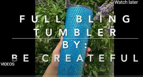 Completed rhinestone tumbler with honeycomb pattern showing full coverage sparkle using flatback rhinestones and color-matched painted base