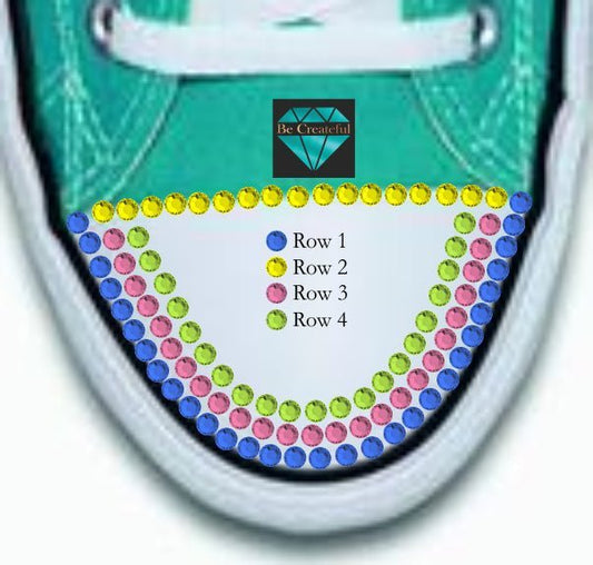 Example of rhinestone placement on the toe of a converse tennis shoe