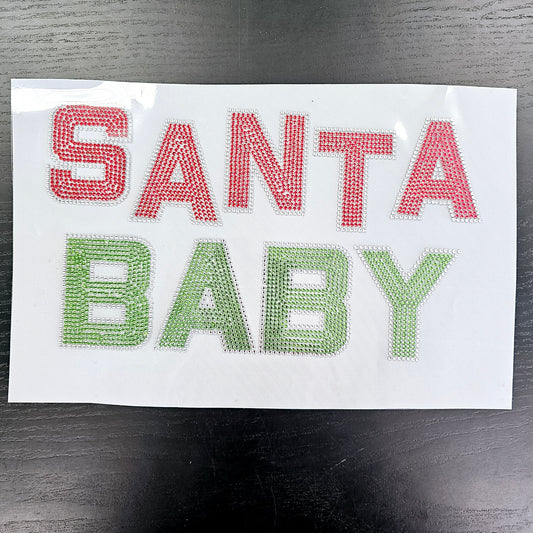 Clearance Santa Baby Block Rhinestone Transfer