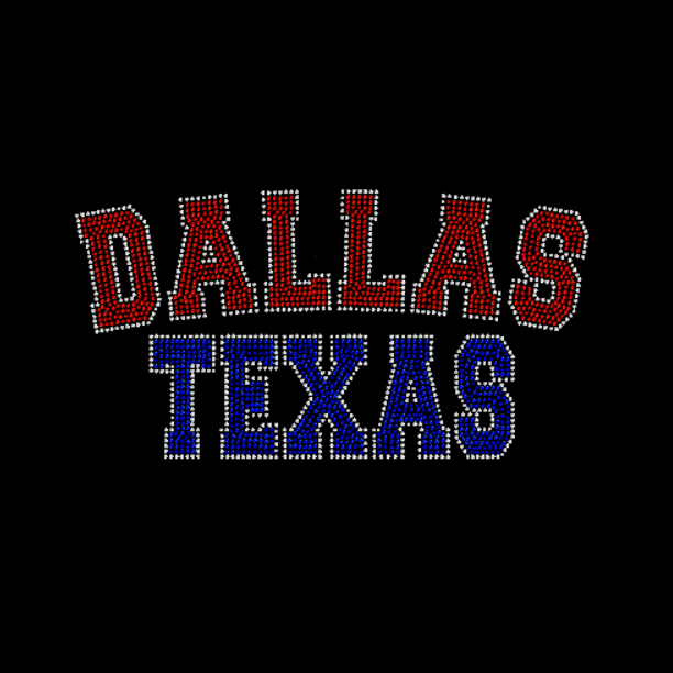 Dallas Texas Curved Rhinestone Transfer