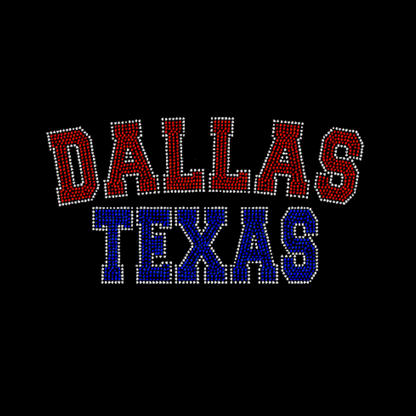 Dallas Texas Curved Rhinestone Transfer