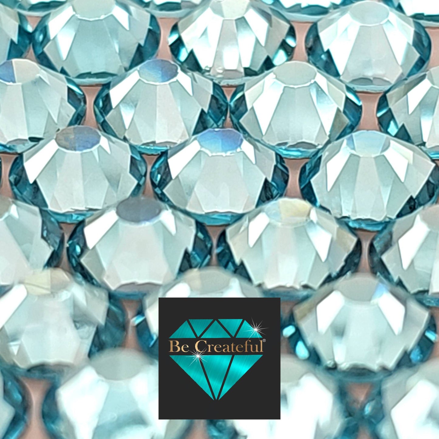 BULK Aquamarine Glass FLATBACK Rhinestones