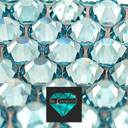 BULK Aquamarine Glass FLATBACK Rhinestones