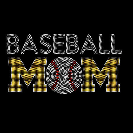 Black t-shirt with Baseball Mom in crystal and citrine