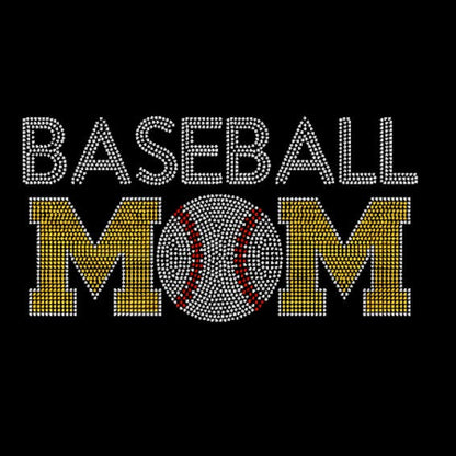 Black t-shirt with Baseball Mom in crystal and citrine