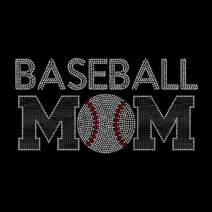 Black t-shirt with Baseball Mom in crystal and black