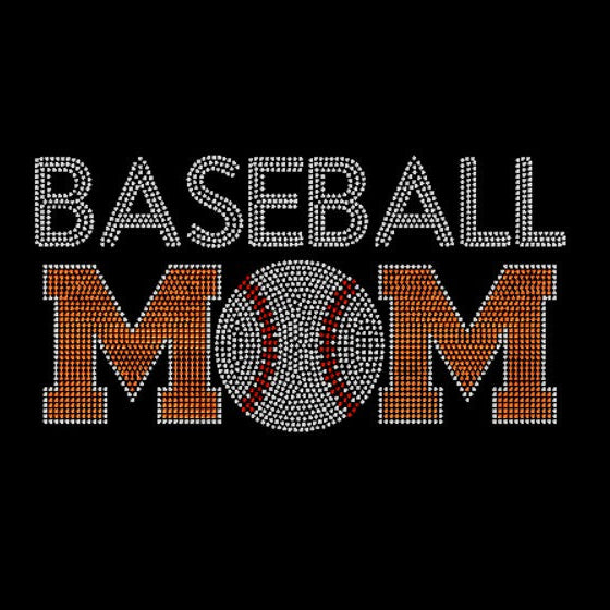 Black t-shirt with Baseball Mom in crystal and orange