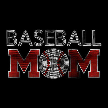 Black t-shirt with Baseball Mom in crystal and red