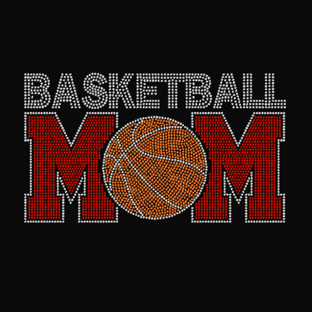 Basketball Mom rhinestone transfer in red