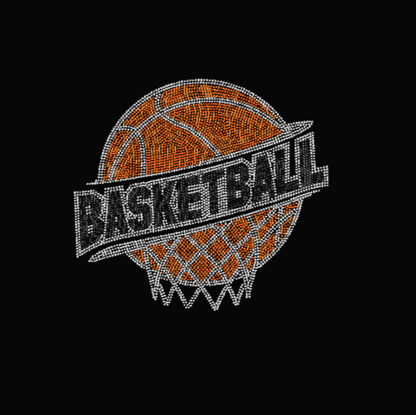 Basketball Rhinestone Transfer orange and black
