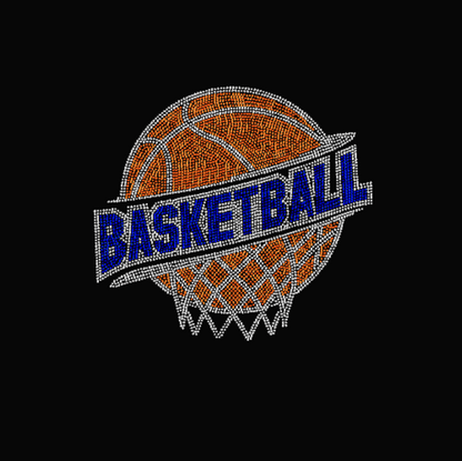 Basketball Rhinestone Transfer orange and blue
