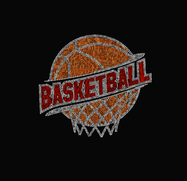 Basketball Rhinestone Transfer orange and red
