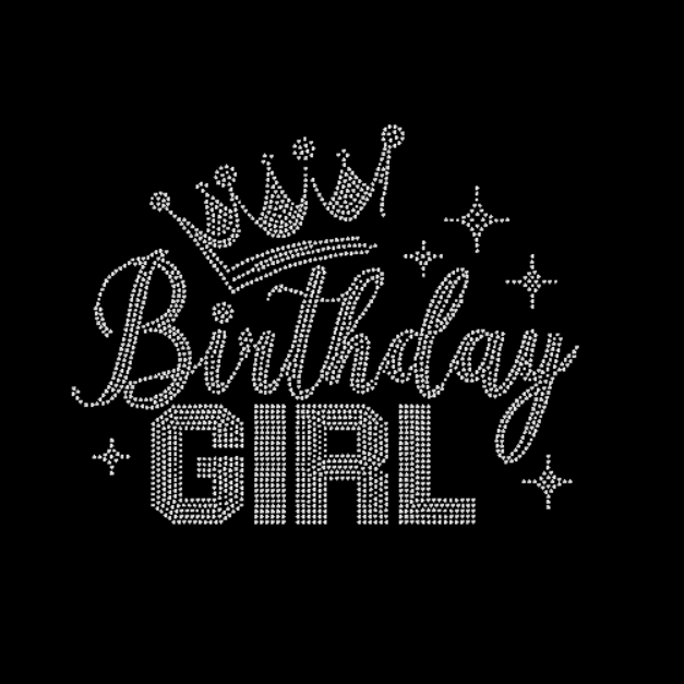 Birthday Girl with Crown Rhinestone Transfer