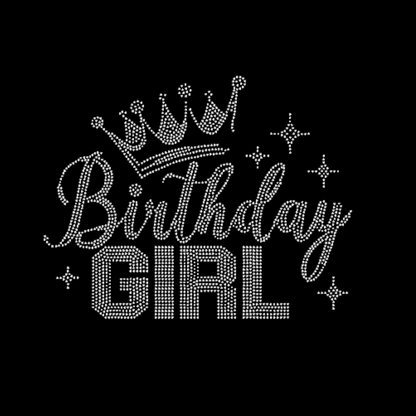 Birthday Girl with Crown Rhinestone Transfer