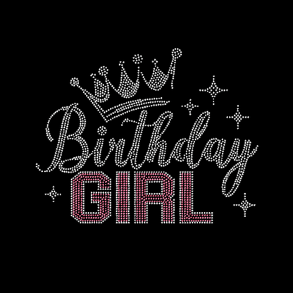 Birthday Girl with Crown Rhinestone Transfer