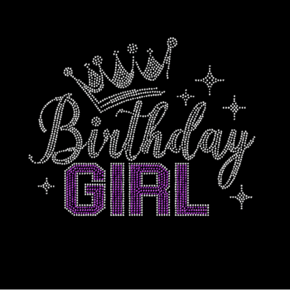 Birthday Girl with Crown Rhinestone Transfer