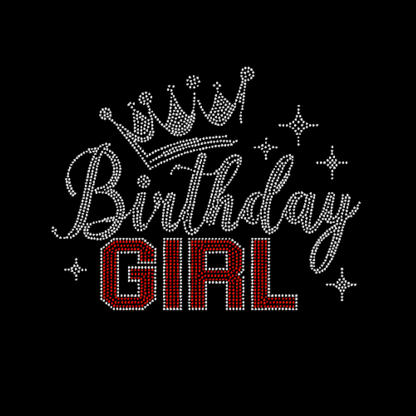 Birthday Girl with Crown Rhinestone Transfer