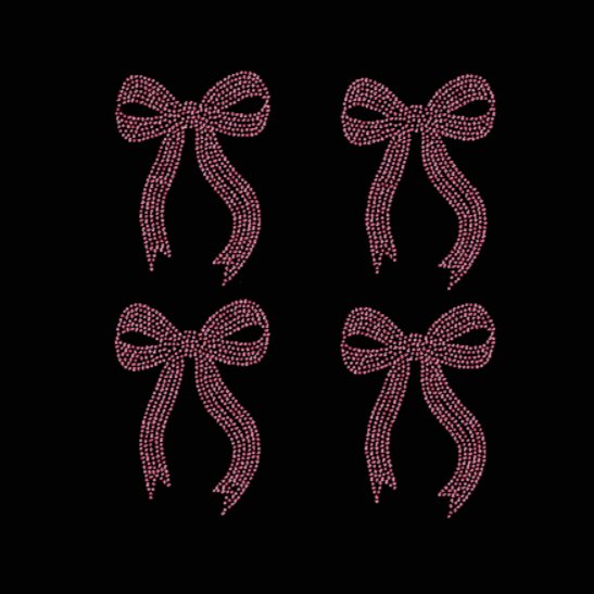 Bow 10 Small Set of 4 Rhinestone Transfer - Rhinestone Bow – Be Createful