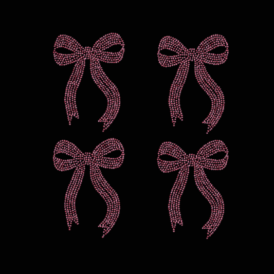 Small Rhinestone Bow set of 4 in pink