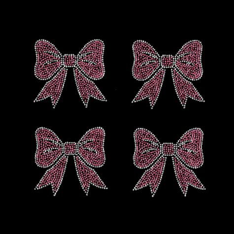 Bow 1 Small Set of 4 in crystal and pink