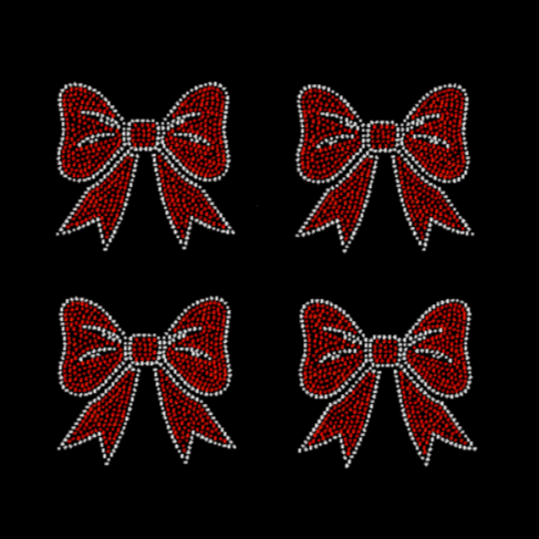 Bow 1 Small Set of 4 in crystal and red