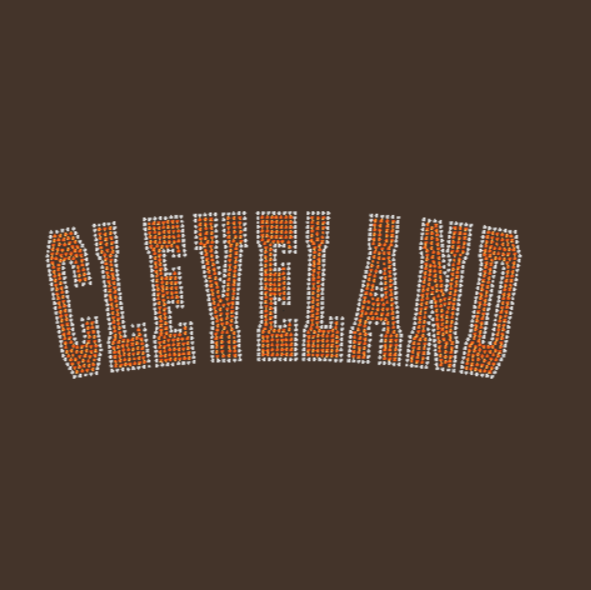 Curved Cleveland Rhinestone Transfer