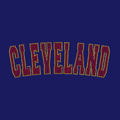 Curved Cleveland Rhinestone Transfer