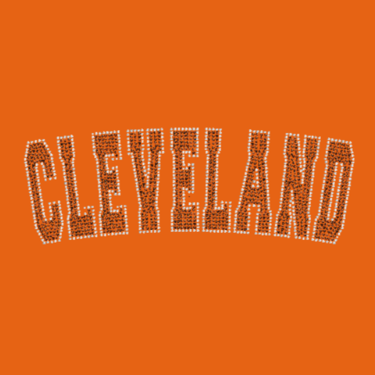 Curved Cleveland Rhinestone Transfer