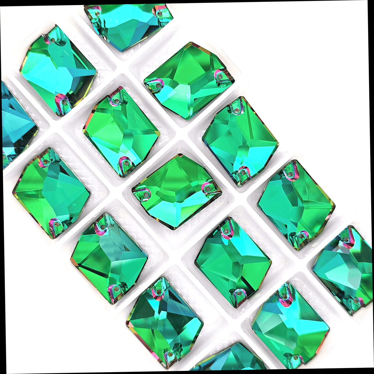 High Quality Volcano Emerald Glass Cosmic SHAPED Sew On Rhinestone