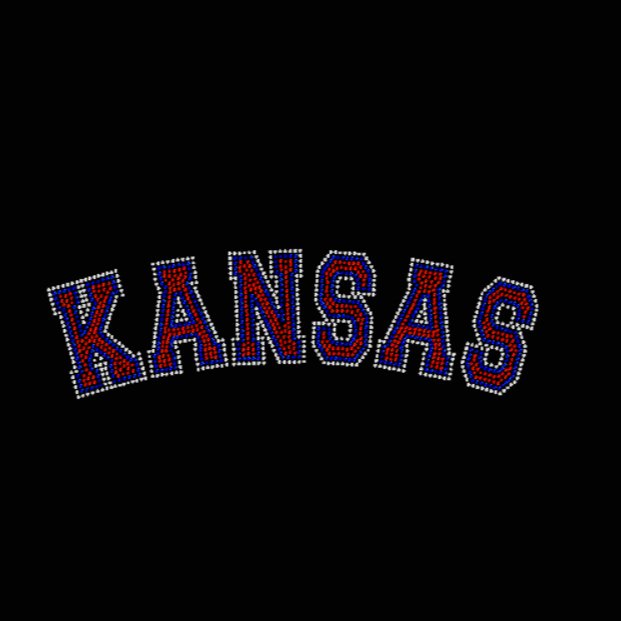 Curved Kansas Rhinestone Transfer 3 color