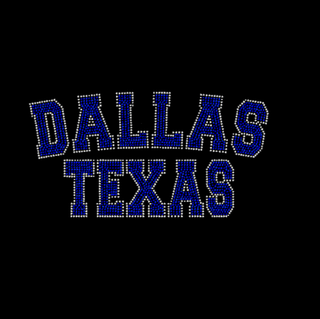 Dallas Texas Curved Rhinestone Transfer