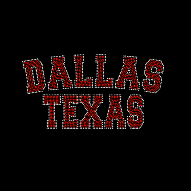 Dallas Texas Curved Rhinestone Transfer