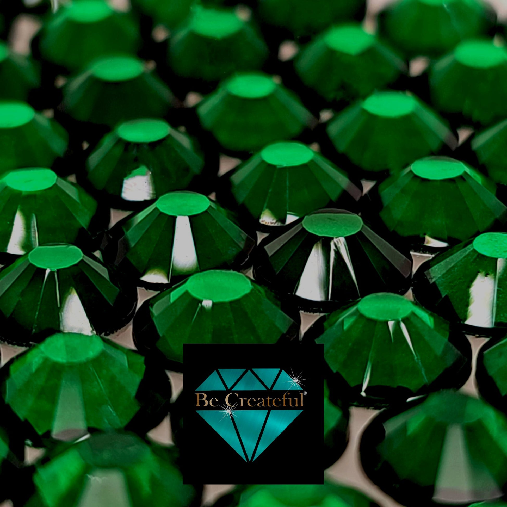 Multi-Size Emerald Green Flatback Glass Rhinestones – Be Createful