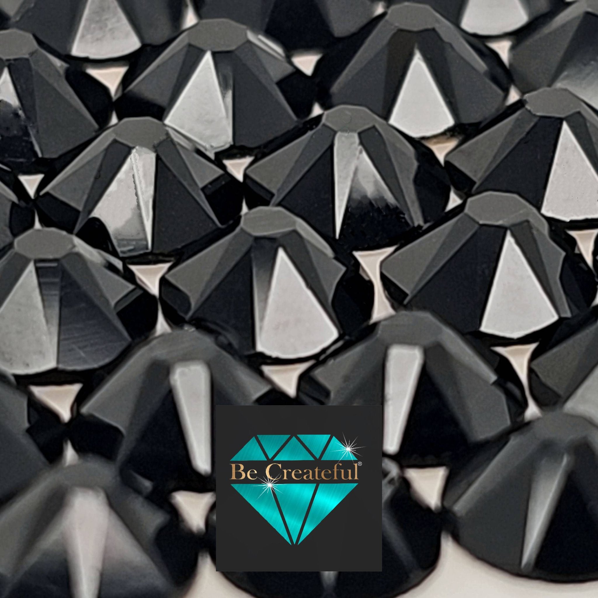 Flatback LUXE® Jet Black Foil Glass Rhinestones – Be Createful