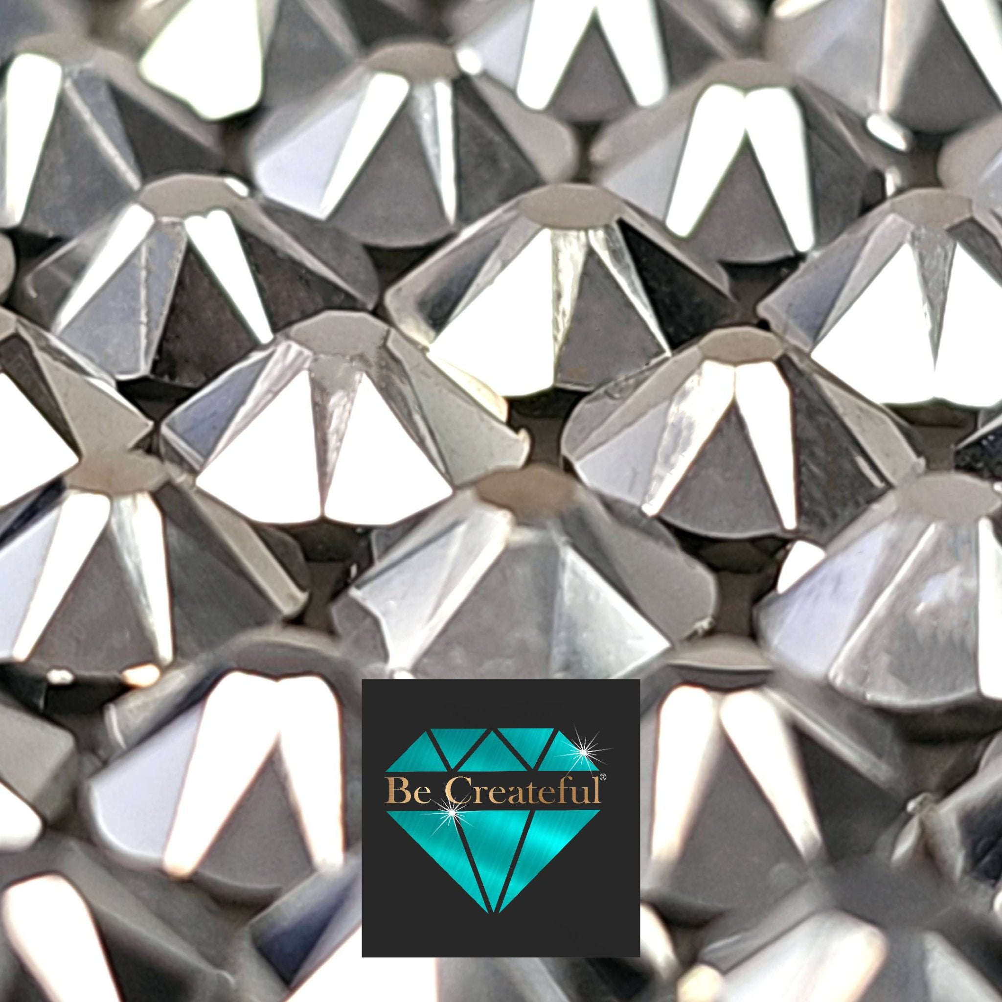 FLATBACK LUXE® Silver Hematite Glass Rhinestones 16 Facet Rhinestone ...