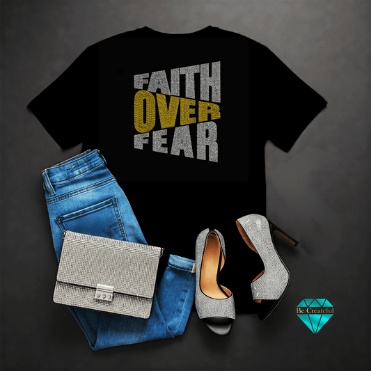 Faith Over Fear Angled Rhinestone Transfer