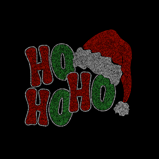 Ho Ho Ho Santa Hat Rhinestone Transfer!  