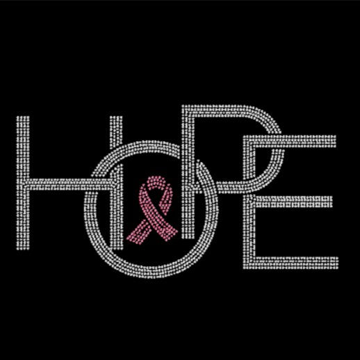 Hope with Pink Cancer Ribbon Rhinestone Transfer