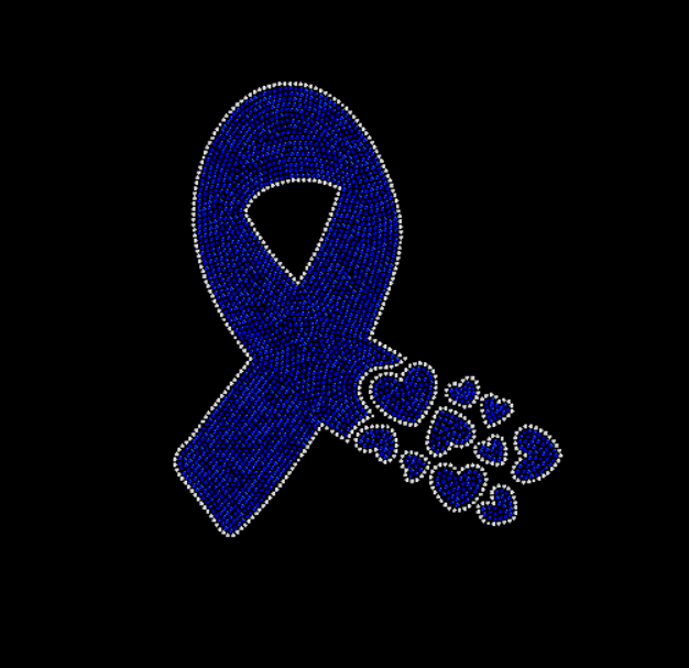 Heart Breaking Cancer Ribbon Rhinestone Transfer