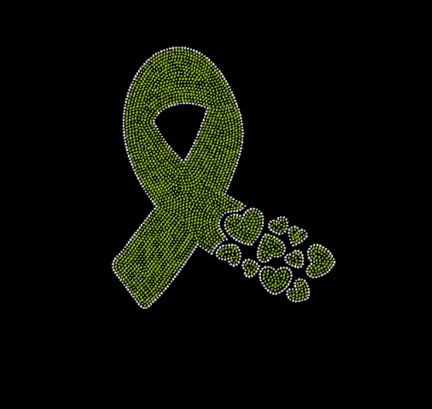 Heart Breaking Cancer Ribbon Rhinestone Transfer