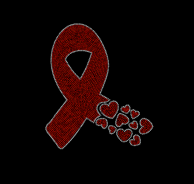 Heart Breaking Cancer Ribbon Rhinestone Transfer