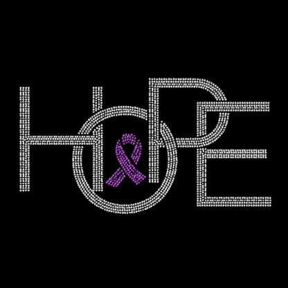 Hope with Cancer Purple Ribbon Rhinestone Transfer