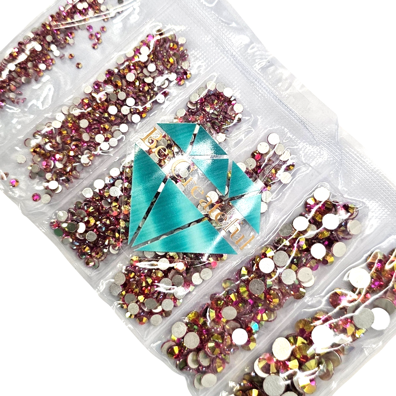 Multi-Size Hot Pink Shimmer Flatback Rhinestones