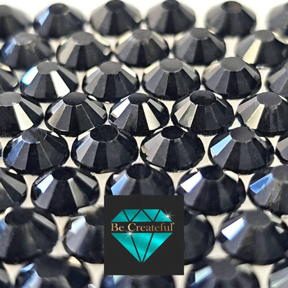 Jet Black Glass FLATBACK Rhinestones