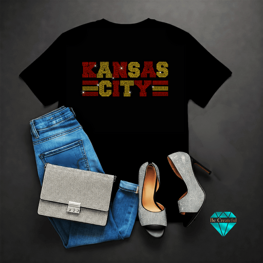 Kansas City with Stripes Rhinestone Transfer