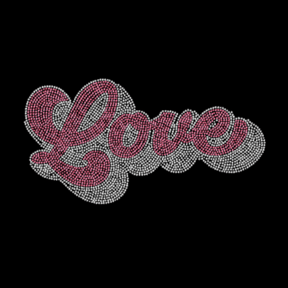 Love Retro Filled Rhinestone Transfer