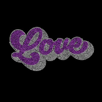 Love Retro Filled Rhinestone Transfer