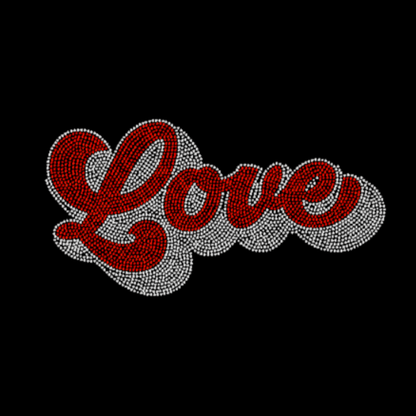 Love Retro Filled Rhinestone Transfer